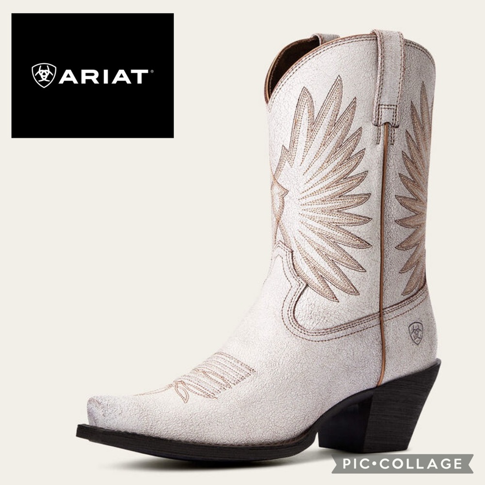 Ariat Goldie Western Boot {White/Brown Distressed} 7
